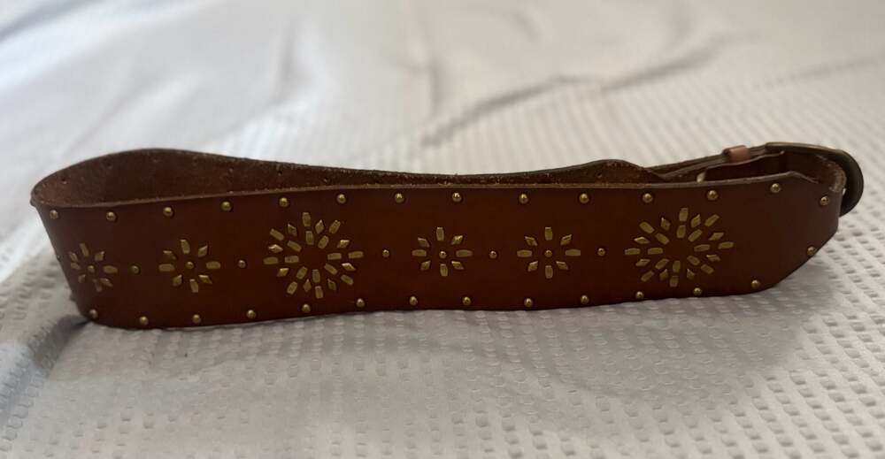 Vintage Abercrombie & Fitch Genuine Leather Studded Sunburst Boho Belt Size L/XL